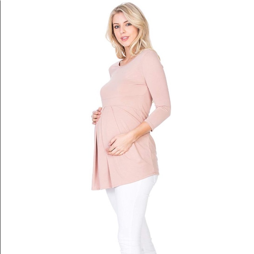 Women's 3/4 SLV Front Pleated Maternity Top